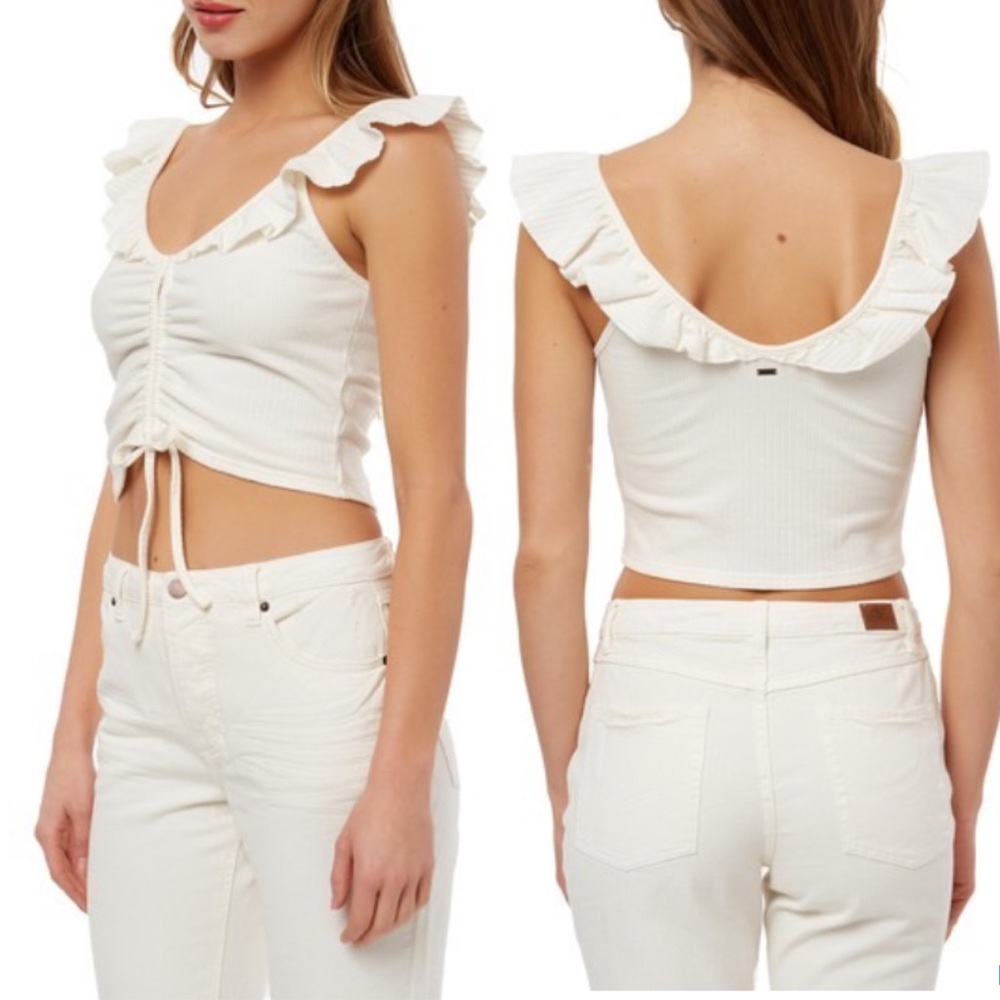 ONEILL Martie White Flutter Sleeve Crop Top XL